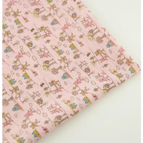 100% Cotton Fabric Telas Plain Cartoon Bears and Houses Design Patchwork Dolls Home Textile Sewing Cloth for Beginners Practice