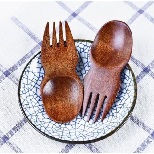 100pcs 8*3.5cm Nanmu Wood Ice Cream Dessert Spoon And Fruit Fork