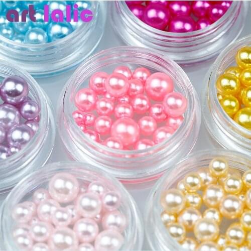 Artlalic 12pcs High Quality Shiny Mermaid Beads Pearl Nail Art Decorations Accessories Mixed Size Beauty Manicure Accessories