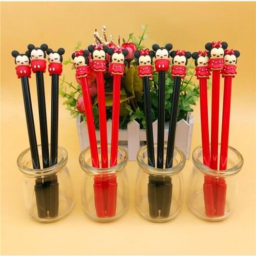 12pcs Disney Mickey Minnie Gel Pen Cartoon Color Student Office Sign Pen Creative Cartoon Ballpoint Pen School Supplies Gift
