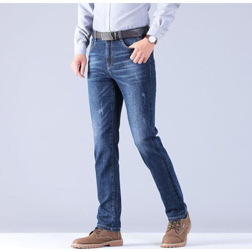 2019 Fashion Men Cotton Straight Classic Business Jeans Spring Autumn Male Denim Pants Men High Quality Brand Pants