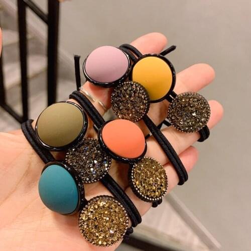 36pcs/lot DIY Simple Multi Scrub Beads Czech Drill Rubber Bands Elasticity Disk Hair Bands Styling Tools Accessories HA1534