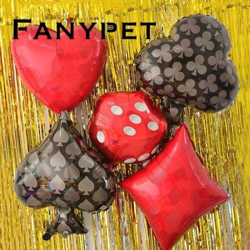4pcs Clubs Diamonds Spades Hearts Foil Balloon Casino Cards Dice Poker Party Supplies Decorations Playing Cards Poker