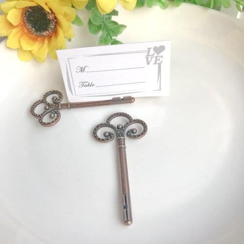 500pcs Retro Key Place Card Holder Vintage Rustic Wedding Table Decoration Table Number Name Card Holder Supplies