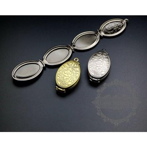 20x30mm antiqued silver,bronze plated brass bird flower engraved vintage style oval photo locket pendant charm DIY 1121047