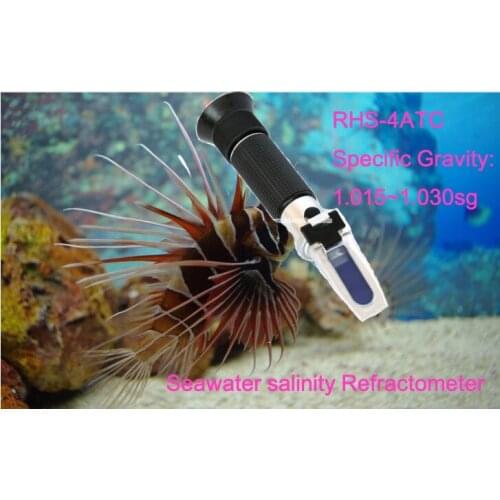 Free shipping Hand held Seawater Salinity Refractometer Specific gravity: 1.015-1.030 refraktometer RHS-4ATC