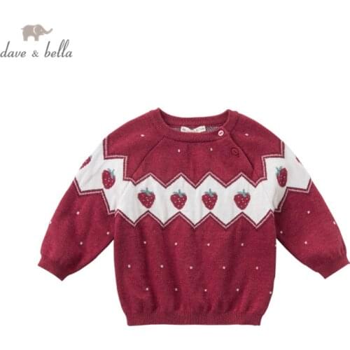 DBZ15990 dave bella winter cute baby girls Christmas fruit knitted sweater kids fashion toddler boutique tops