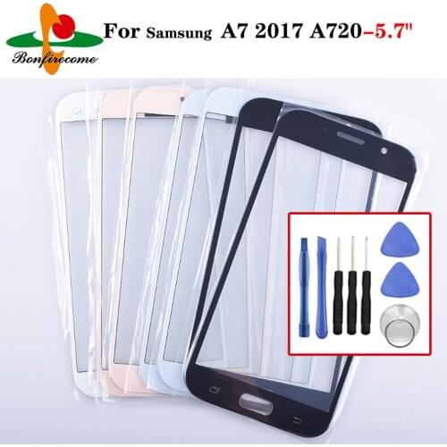 For Samsung Galaxy A7 2017 A720 A720M SM-A720F A720F Touch Screen Sensor LCD Front Touch Screen Glass Outer Lens Replace