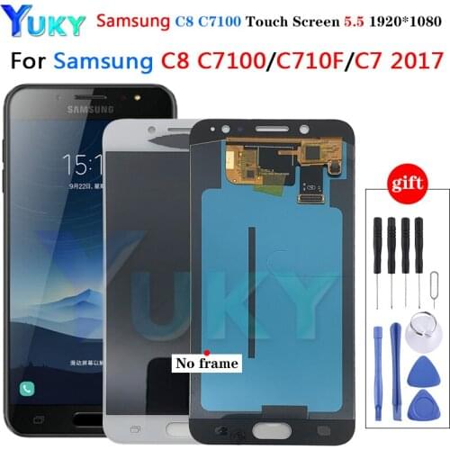 For Samsung Super oled C8 C7 2017 Lcd Display Voor Samsung Galaxy C8 C710F/Ds C7100 Lcd Touch Screen Digitizer Vergadering LCD
