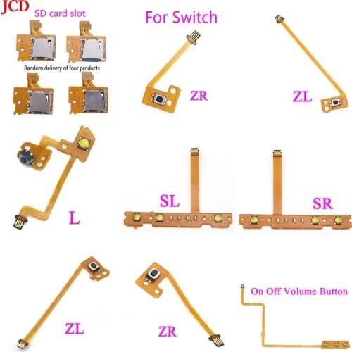 JCD 5pcs Joy-Con Replacement ZL ZR L SL SR On Off Volume Button Key Cable Nintend Switch NS JoyCon Controller & SD Slot