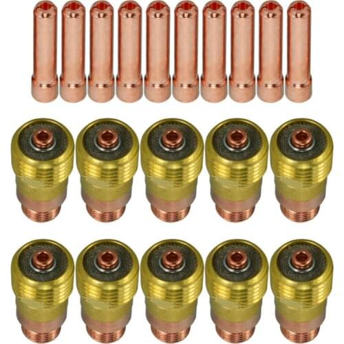 20pcs TIG Stubby Gas Lens Set 17GL332 10N24S 3/32 TIG Collet Kit DB SR WP 17 18 26 Durable Tig Welding Torch Weld Consumables