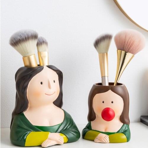 Cosmetics Makeup Brush Storage Box Stationery Resin Desk Storage Box Makeup Tools Pen Holder Storage Rack Desktop Accessories