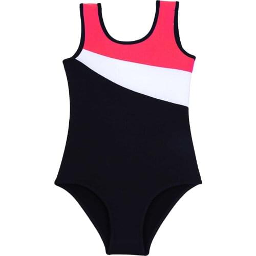 Ballerina Girls Gymnastics Ballet Leotards Dance Kids Dancewear Clothing One-Piece Sleeveless Color Block Swimsuit Dance Costume