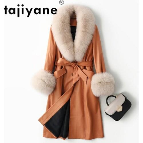 White Down Duck Jacket Female Winter Real Sheepskin Jackets Woman Genuine Fox Fur Coaat Coats Warm Mujer Parkas TN1666