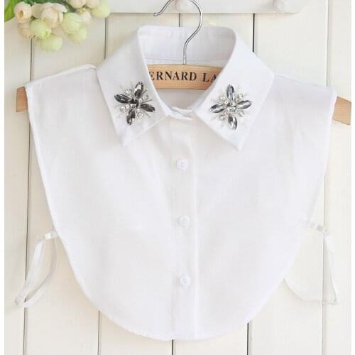 Linbaiway Womens False Fake Collar Tie Black White Lapel Necklace Decoration Crochet Detachable Collar Female Shirt Blouse Tops