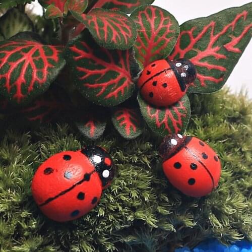 10Pcs Miniature Ladybird Ladybug Garden Ornament Figurine Fairy Dollhouse Decor Micro Landscape Bonsai Figurine Resin Crafts