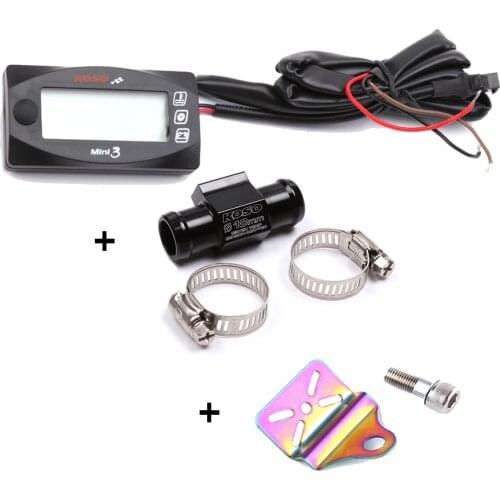 Motorcycle Slim LED Display Meter KOSO MINI 3 Waterproof Digital Instrument (Water Temp+Time+Volt Meter) for Racing Scooter Bike