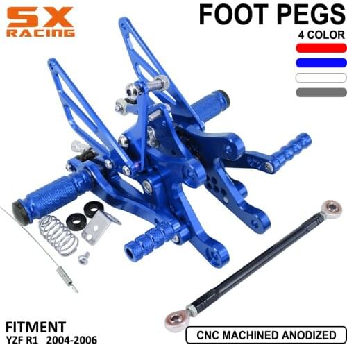 Motorcycle Aluminum Adjustable Footpegs Billet Foot Pegs Foot Pedals Rest Rearset For YAMAHA YZFR1 YZF R1 YZF-R1 2004 2005 2006