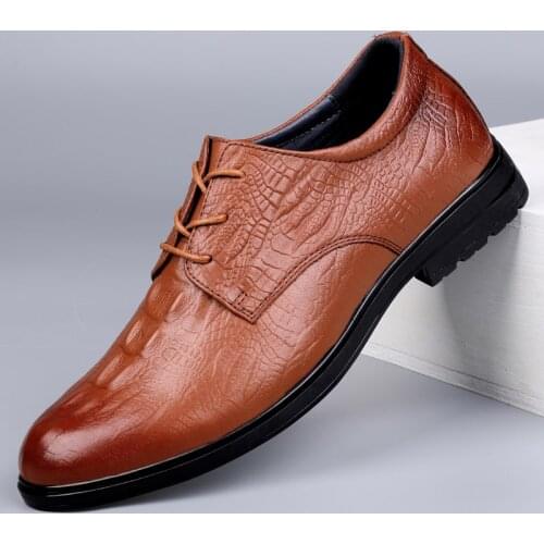 Casual Men Oxford Shoes Lace Up Dress Shoes Zapatillas Hombre Thick Sole Brown Genuine Leather Causal Sneakers for Men Shoes