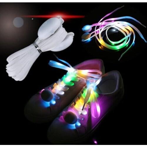 New 1 Pair LED Sport Shoe Laces Luminous Shoelaces Glow Shoe Strings Round Flash Light Shoelaces No Tie Lazy Shoe Laces Party