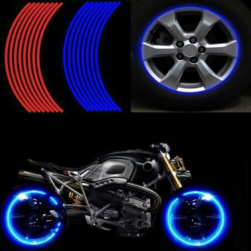 16PC Strips Motorcycle Wheel Sticker Reflective Decals Rim Tape Bike Motobike Decal 17'/18' For YAMAHA HONDA SUZUKI Harley BMW