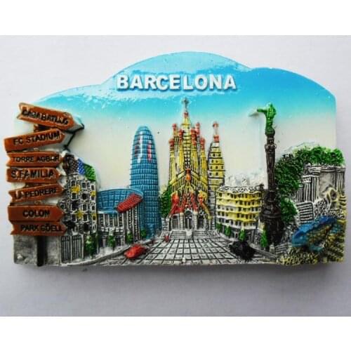 QIQIPP Spain Barcelona tourism commemorative decoration three-dimensional landscape crafts magnetic refrigerator collection gift