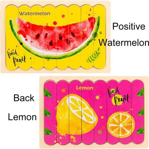 Puzzle Fruit Series Self Assembly DIY Double Sides Wooden Jigsaw Strip-shaped Blocks Kids Educational Toy Gift for Parent-child