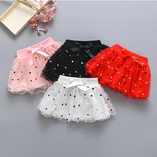 Baby Girls Polka Dot Lace Tutu Dance Skirt Children Elastic Short Performance Mesh Skirts Lovely Clothes