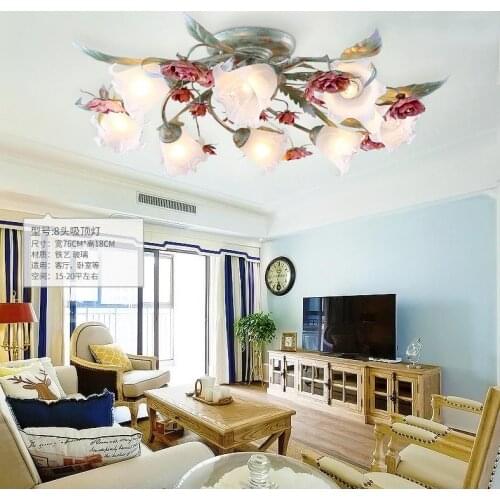 Living Room Rural country Ceiling Lights Lighting Lamp Flower Wedding Lighting Iron Flower Lighting Rose Korean Bedroom light