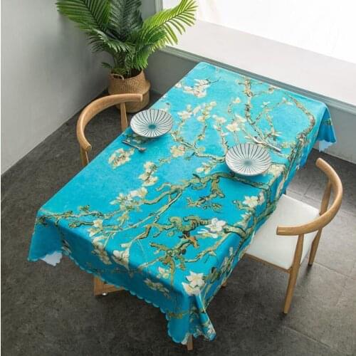 Van Gogh Oil Painting 3D Tablecloth Cloth Dust-proof Rectangular Table Cover for Party Home Decor Waterproof Tablecloth 01