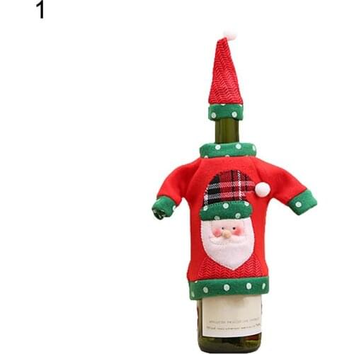 Christmas Wine Bottle Cover Knitted Sweater Cap Xmas Party Dinner Table Decor