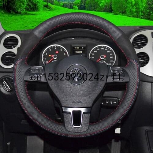 DIY Sew Customized Steering Wheel Cover For Volkswagen Jetta Tiguan Passat Bora Polo Car Accessories