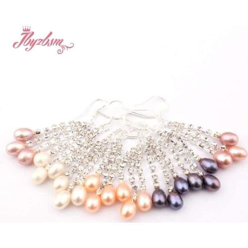 Natural Oval Freshwater Pearl Tibetan Silver Crystal Hook Earrings 1 Pair Fashion Jewelry Women Gift,Wholesale Free Shipping