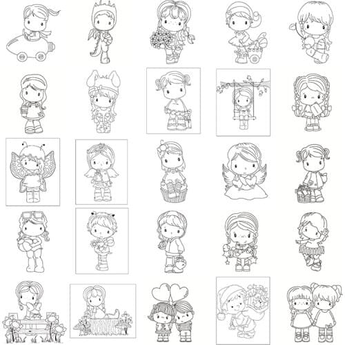 Cartoon girl Rubber Silicone Clear Stamps for Scrapbooking Tampons Transparents Seal Background Stamp Card Making Diy