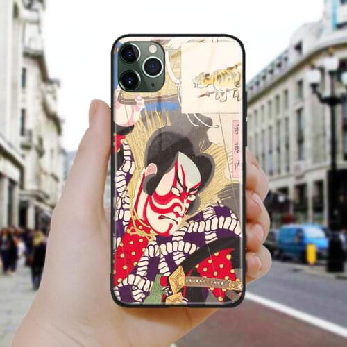 Japanese style Samurai art Ukiyoe Silicone Glass Phone Case Cover Shell For iPhone SE 6 6s 7 8 Plus X XR XS 11 12 Mini Pro Max