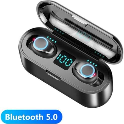 TWS F9 Bluetooth Earphone V5.0 Stereo Wireless Headset Sport Waterproof Earphones Mini Touch Control Noise Cancelling Headset