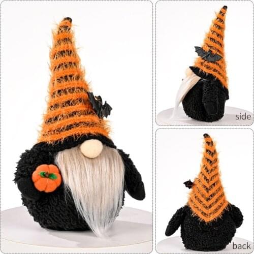 T84E Halloween Decorations Bat Pumpkin Gnome Swedish Tomte Plush Handmade Scandinavian Elf Nisse Dwarf Farmhouse Decor