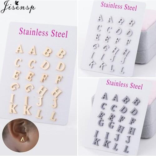Jisensp Tiny Initial 26 Letters Earrings Personalize Stainless Steel A-Z Alphabet Stud Earings for Women Kids Jewelry bijoux