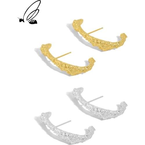 SSTEEL 925 Sterling Silver Irregular Design Surface Stud Earrings For Womens Luxury Personalized Statement Fine Jewellery