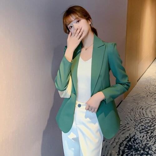 New Women Autumn Blazer Jacket Fashion Solid Single Button Long Sleeve Work Suit Coat Office Lady Elegant Blazers X1644RX