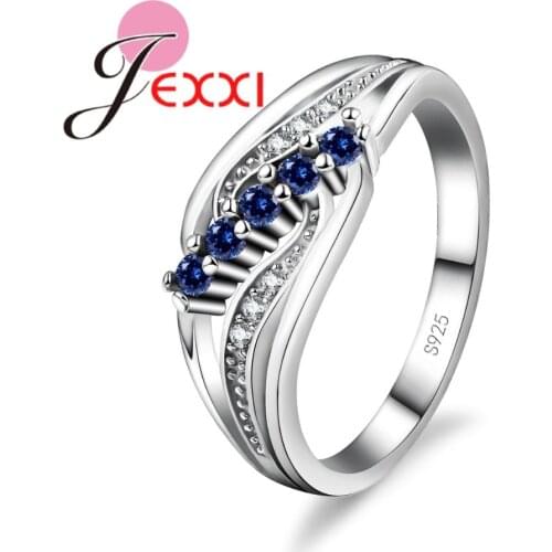 Trendy Ring Silver 925 Sterling Silver Fashion Cubic Zircon Crystal Wedding Engagement Rings For Women Valentines Day Jewelry