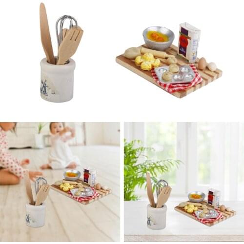 1/12 dollhouse miniature kitchen food eggs milk bread kitchen knife