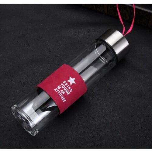 1PC 360ml High Grade 300ML Creative Transparent Glass Bottle Leisure Office Canteen Portable Sports Water Bottles KD 1469