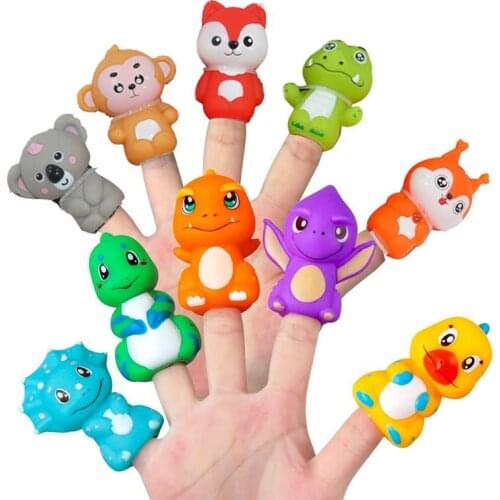 10pcs Cute Animal Finger Puppet Toy Colorful Storytelling Puppet Toy Cartoon Doll for Teaching Show Party Favors for Kids Gifts