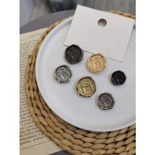 10pcs golden gold metal buttons garment coat sewing accessories buttons for clothing crafts Black point oil button