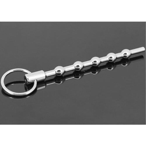 13CM L Male Stainless Steel Catheter Urethral Sounding Stretching Stimulate Bead Dilator Penis Plug Cock Ring BDSM Sex Toy 611