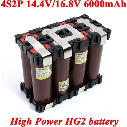 18650 HG2 4S2P 14.4/14.8v 6000mAh 20 amps 15V 16.8V for Screwdriver batteries DIY weld Bracket battery pack