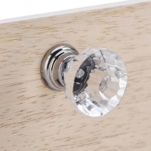 30mm Diamond Crystal Glass Door Knobs Drawer Cabinet Furniture Handle Kit Pull Kitchen Cabinet Door Wardrobe Handles Hardware