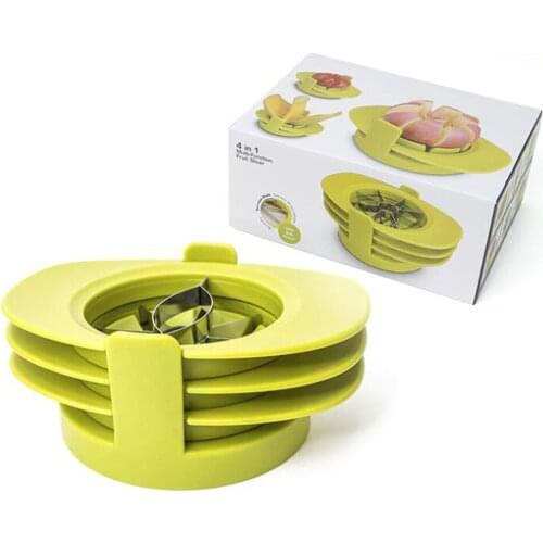 4-in-1 Apple Pear Mango Tomato Guava Orange Pitaya Fruit Vegetables Slicer Corer Cutter with Common Base Kitchen Gadget