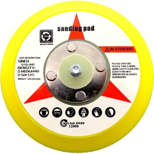 5 Inch 125mm DA Sanding Pad Backing Plate Sander Backing Pad 5/16"-24 Thread Hook and Loop Power Abrasive Tools